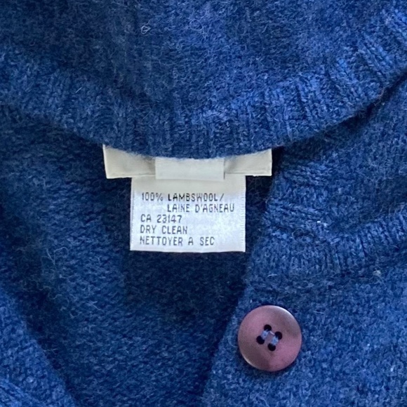 Blue TALBOTS 100% Lambswool Hooded Cardigan Sweater - Picture 6 of 6